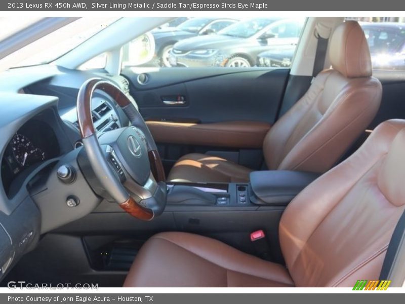 Silver Lining Metallic / Saddle Tan/Espresso Birds Eye Maple 2013 Lexus RX 450h AWD