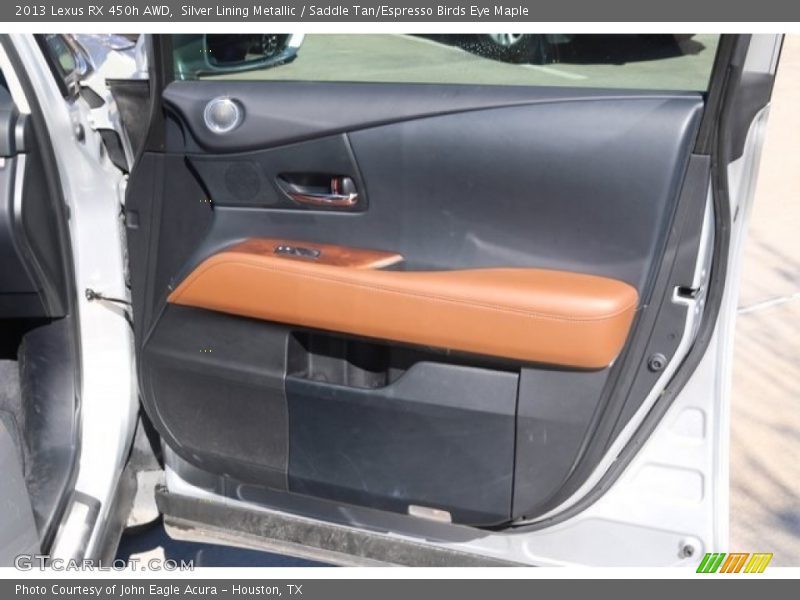Silver Lining Metallic / Saddle Tan/Espresso Birds Eye Maple 2013 Lexus RX 450h AWD