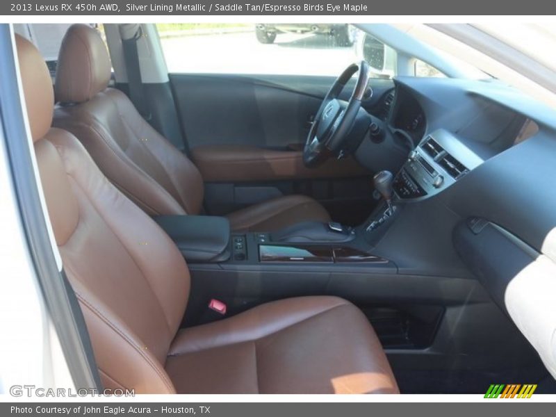 Silver Lining Metallic / Saddle Tan/Espresso Birds Eye Maple 2013 Lexus RX 450h AWD