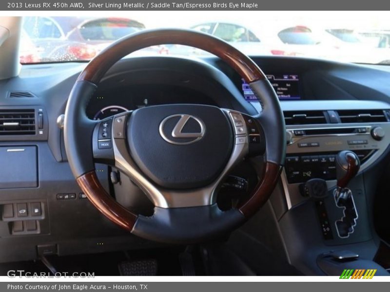 Silver Lining Metallic / Saddle Tan/Espresso Birds Eye Maple 2013 Lexus RX 450h AWD