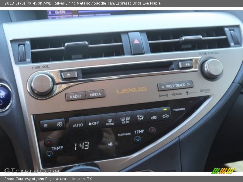 Silver Lining Metallic / Saddle Tan/Espresso Birds Eye Maple 2013 Lexus RX 450h AWD