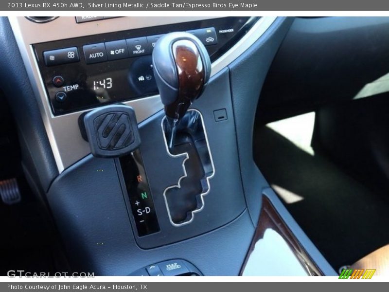 Silver Lining Metallic / Saddle Tan/Espresso Birds Eye Maple 2013 Lexus RX 450h AWD