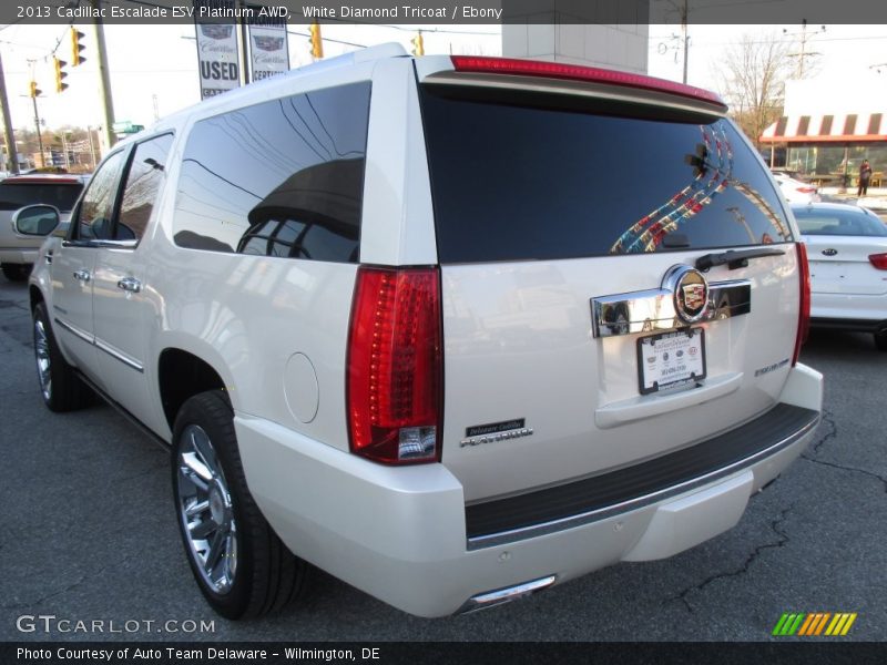 White Diamond Tricoat / Ebony 2013 Cadillac Escalade ESV Platinum AWD