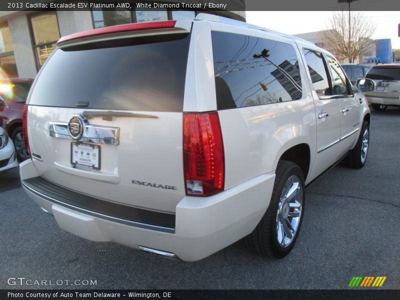 White Diamond Tricoat / Ebony 2013 Cadillac Escalade ESV Platinum AWD