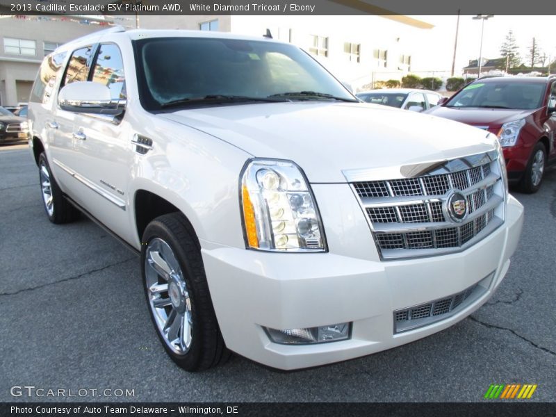 White Diamond Tricoat / Ebony 2013 Cadillac Escalade ESV Platinum AWD