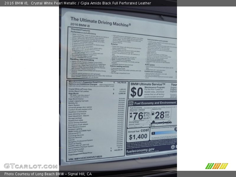  2016 i8  Window Sticker