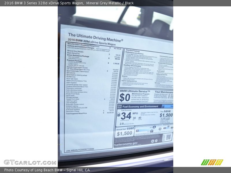 Mineral Grey Metallic / Black 2016 BMW 3 Series 328d xDrive Sports Wagon
