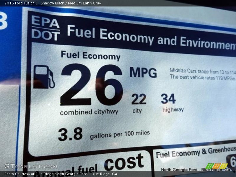 Shadow Black / Medium Earth Gray 2016 Ford Fusion S