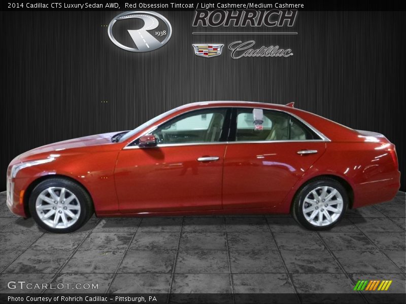 Red Obsession Tintcoat / Light Cashmere/Medium Cashmere 2014 Cadillac CTS Luxury Sedan AWD