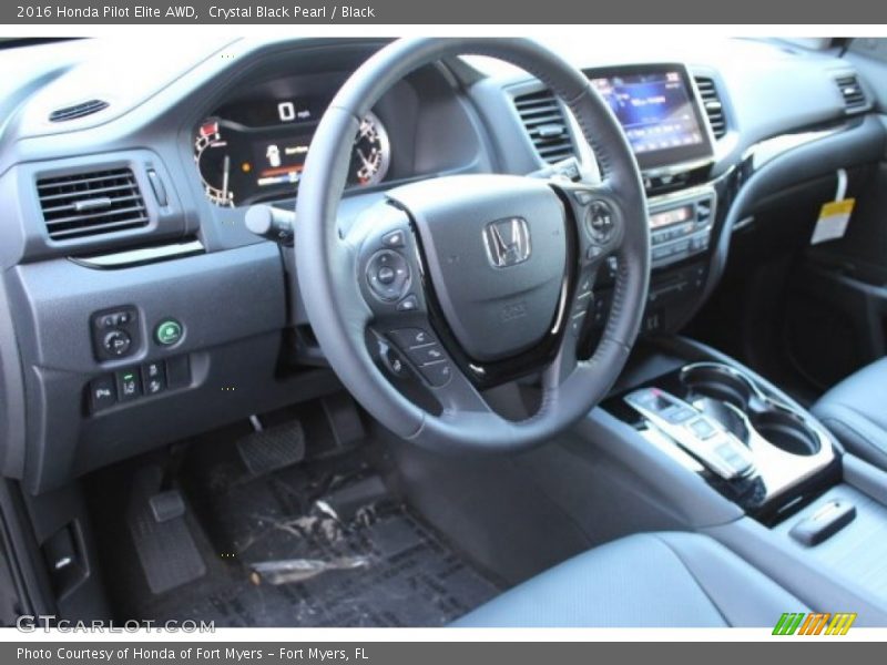 Crystal Black Pearl / Black 2016 Honda Pilot Elite AWD
