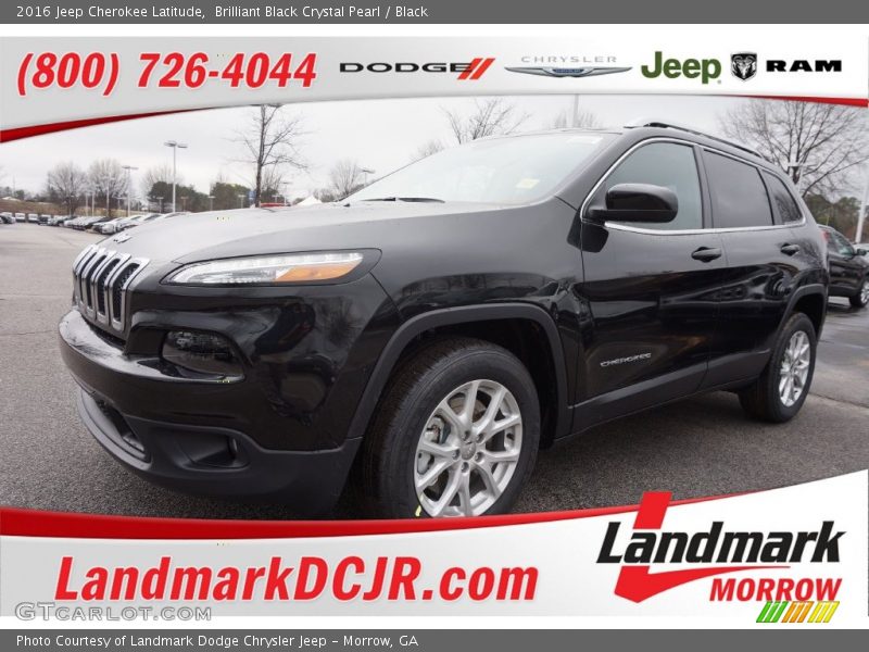 Brilliant Black Crystal Pearl / Black 2016 Jeep Cherokee Latitude
