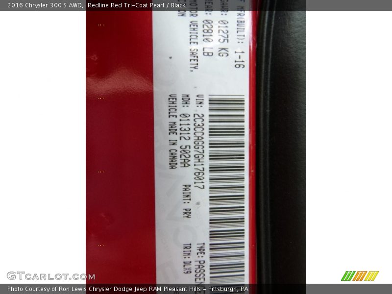 Redline Red Tri-Coat Pearl / Black 2016 Chrysler 300 S AWD