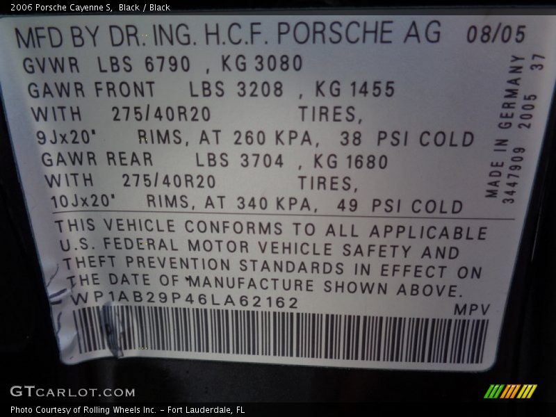 Black / Black 2006 Porsche Cayenne S