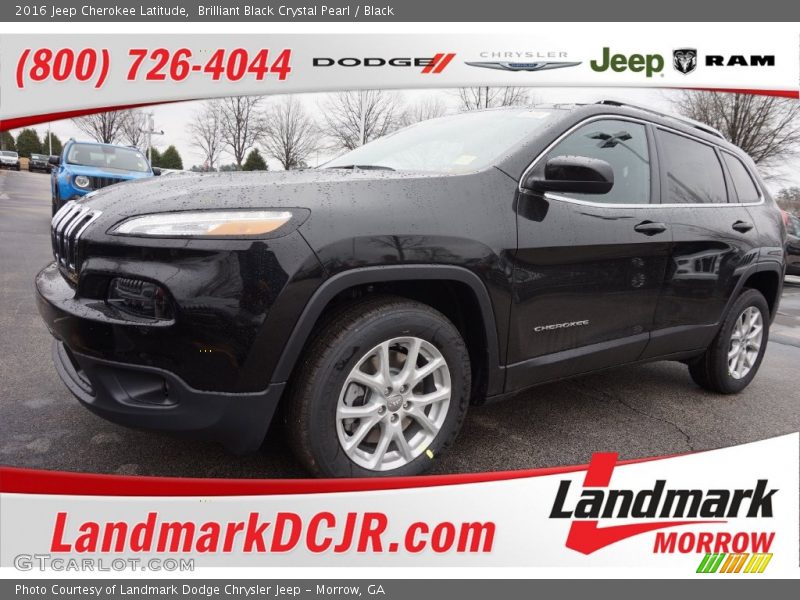Brilliant Black Crystal Pearl / Black 2016 Jeep Cherokee Latitude