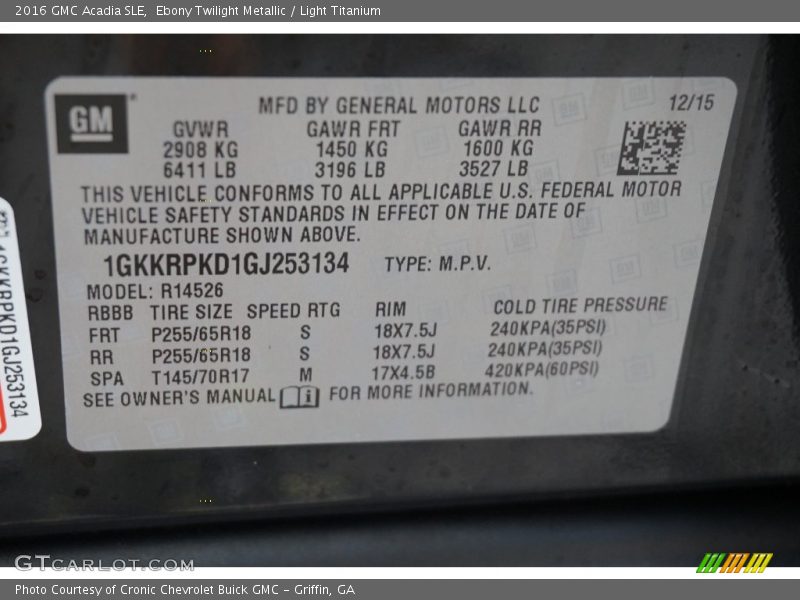 Ebony Twilight Metallic / Light Titanium 2016 GMC Acadia SLE