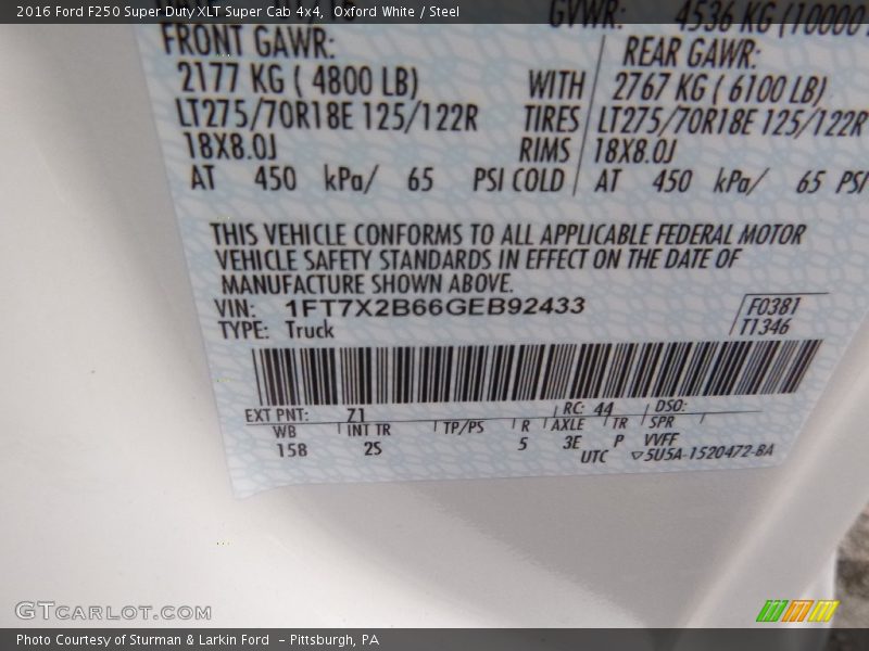 Oxford White / Steel 2016 Ford F250 Super Duty XLT Super Cab 4x4