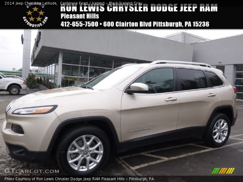 Cashmere Pearl / Iceland - Black/Iceland Gray 2014 Jeep Cherokee Latitude