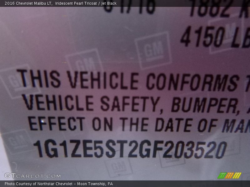 Iridescent Pearl Tricoat / Jet Black 2016 Chevrolet Malibu LT