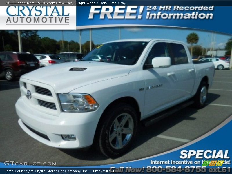 Bright White / Dark Slate Gray 2012 Dodge Ram 1500 Sport Crew Cab