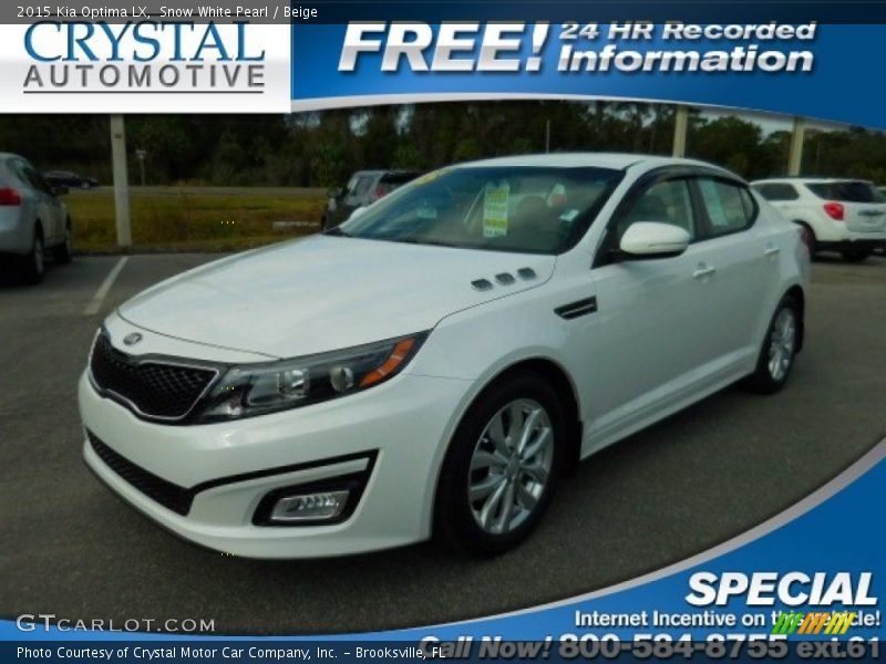 Snow White Pearl / Beige 2015 Kia Optima LX