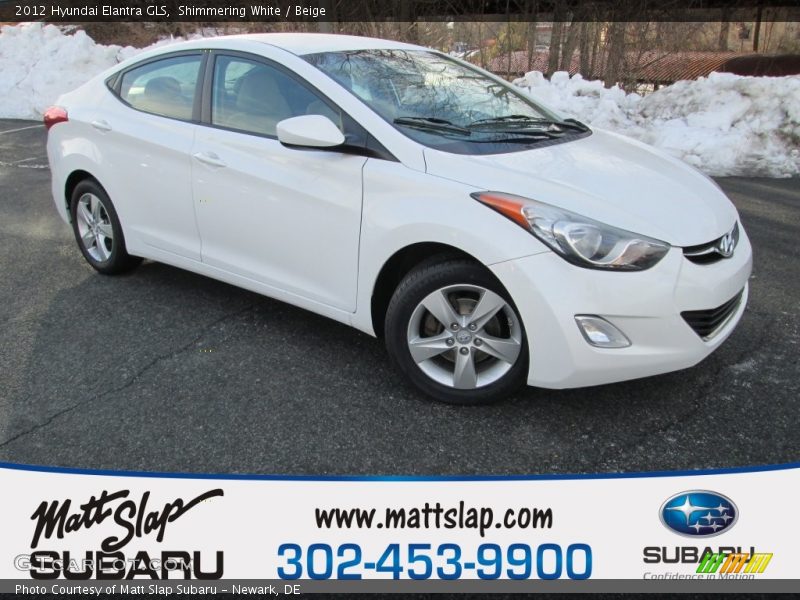 Shimmering White / Beige 2012 Hyundai Elantra GLS