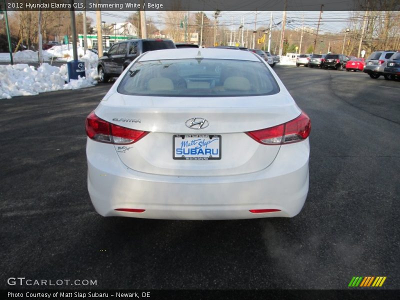 Shimmering White / Beige 2012 Hyundai Elantra GLS