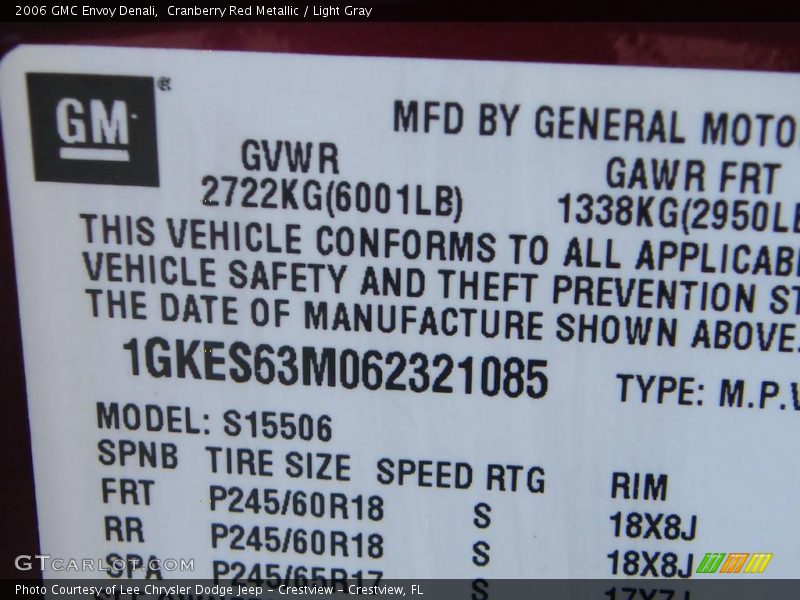 Cranberry Red Metallic / Light Gray 2006 GMC Envoy Denali