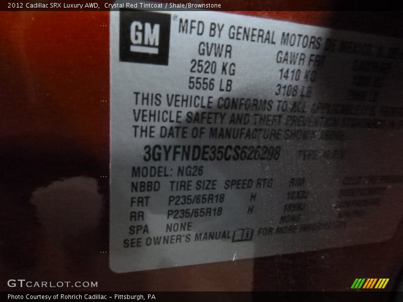 Crystal Red Tintcoat / Shale/Brownstone 2012 Cadillac SRX Luxury AWD