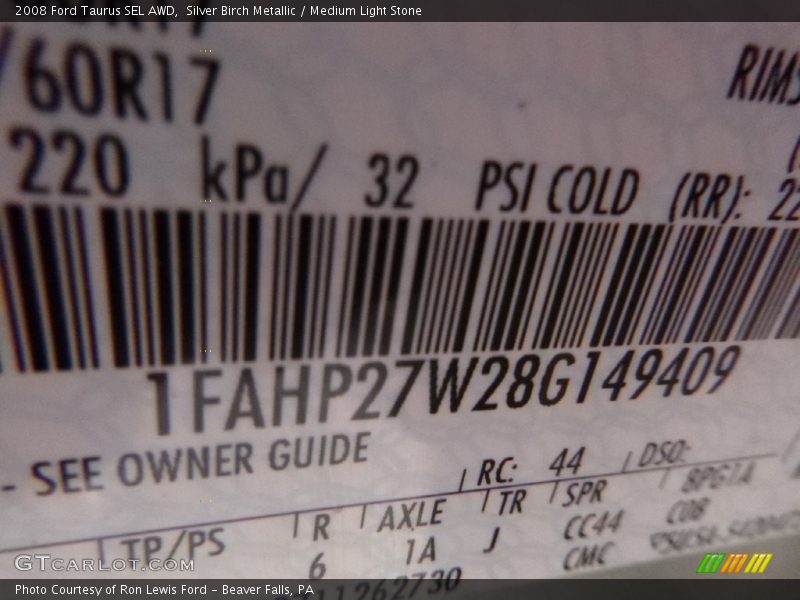 Silver Birch Metallic / Medium Light Stone 2008 Ford Taurus SEL AWD