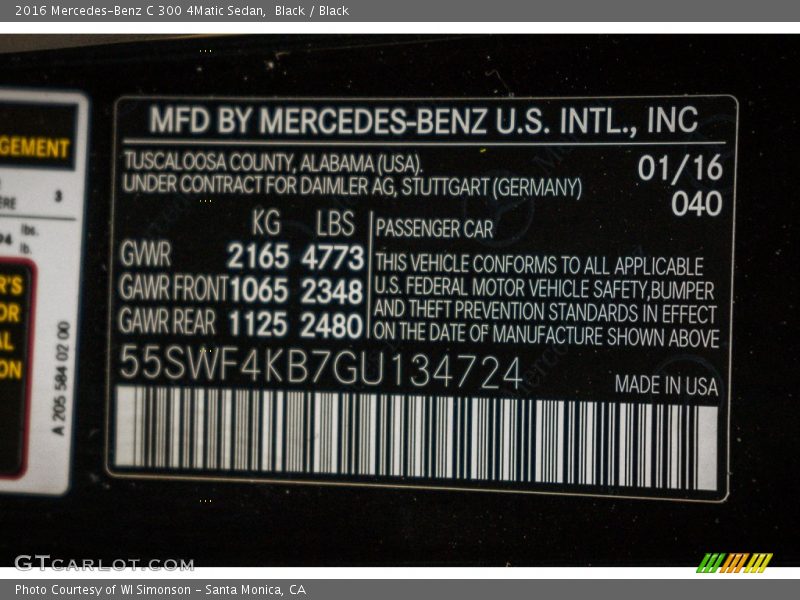 Black / Black 2016 Mercedes-Benz C 300 4Matic Sedan