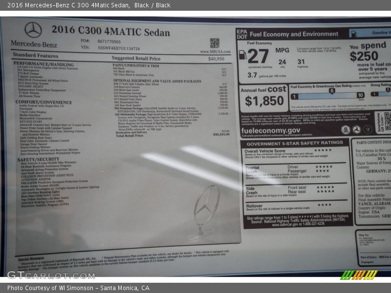 Black / Black 2016 Mercedes-Benz C 300 4Matic Sedan