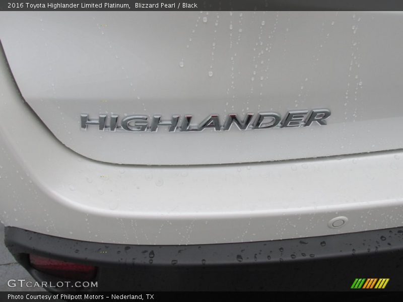 Blizzard Pearl / Black 2016 Toyota Highlander Limited Platinum