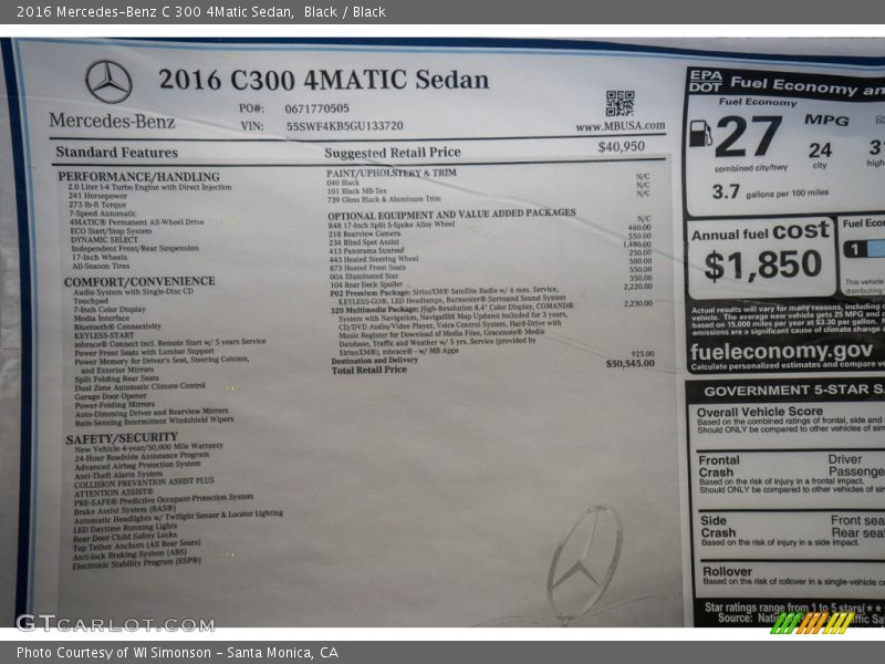 Black / Black 2016 Mercedes-Benz C 300 4Matic Sedan