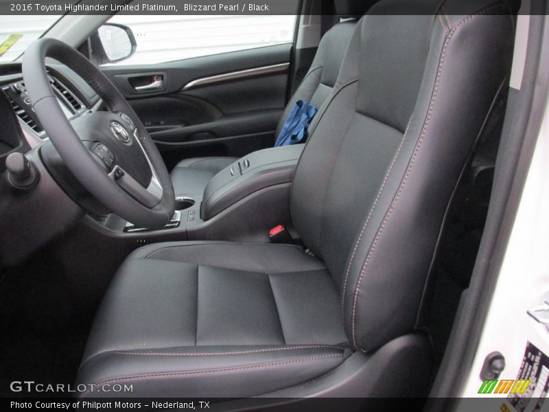 Front Seat of 2016 Highlander Limited Platinum