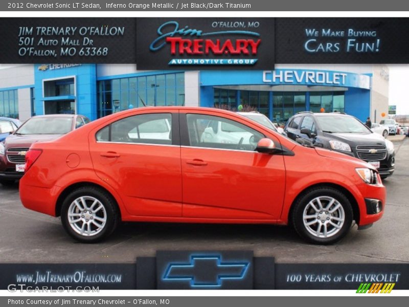 Inferno Orange Metallic / Jet Black/Dark Titanium 2012 Chevrolet Sonic LT Sedan