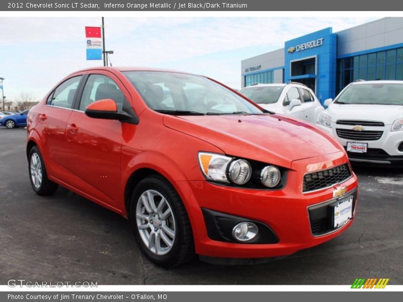 Inferno Orange Metallic / Jet Black/Dark Titanium 2012 Chevrolet Sonic LT Sedan