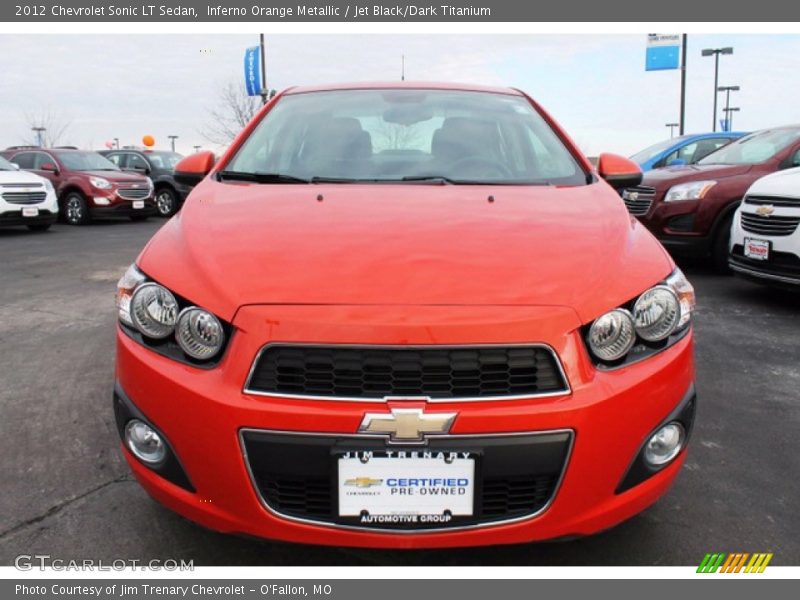 Inferno Orange Metallic / Jet Black/Dark Titanium 2012 Chevrolet Sonic LT Sedan