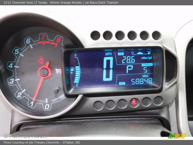 Inferno Orange Metallic / Jet Black/Dark Titanium 2012 Chevrolet Sonic LT Sedan
