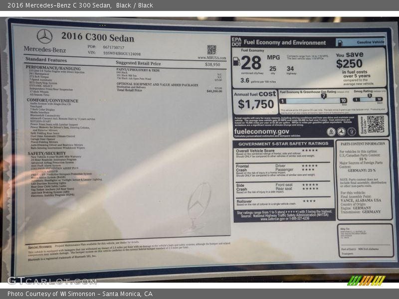 Black / Black 2016 Mercedes-Benz C 300 Sedan