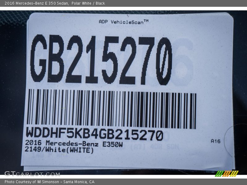 Polar White / Black 2016 Mercedes-Benz E 350 Sedan