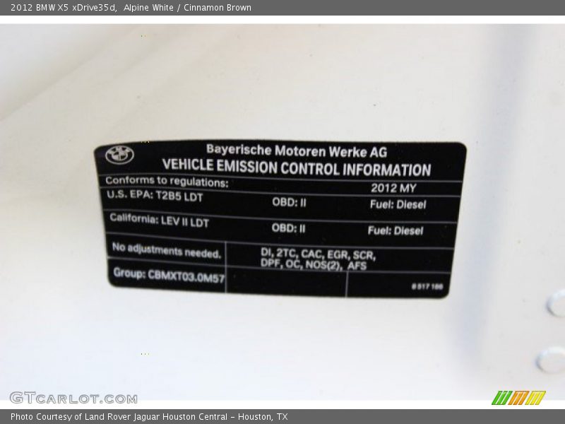 Alpine White / Cinnamon Brown 2012 BMW X5 xDrive35d
