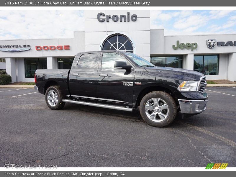 Brilliant Black Crystal Pearl / Black/Diesel Gray 2016 Ram 1500 Big Horn Crew Cab