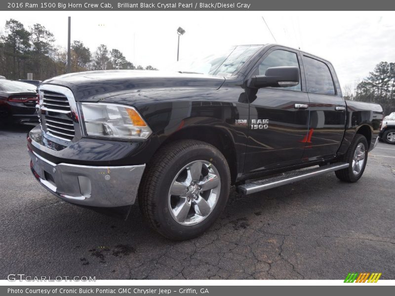 Brilliant Black Crystal Pearl / Black/Diesel Gray 2016 Ram 1500 Big Horn Crew Cab