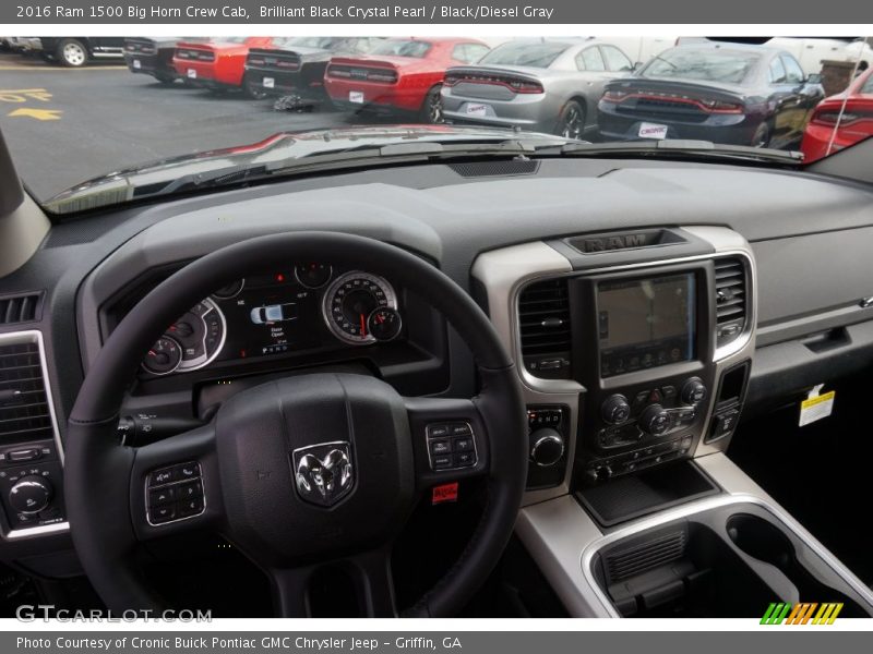 Brilliant Black Crystal Pearl / Black/Diesel Gray 2016 Ram 1500 Big Horn Crew Cab