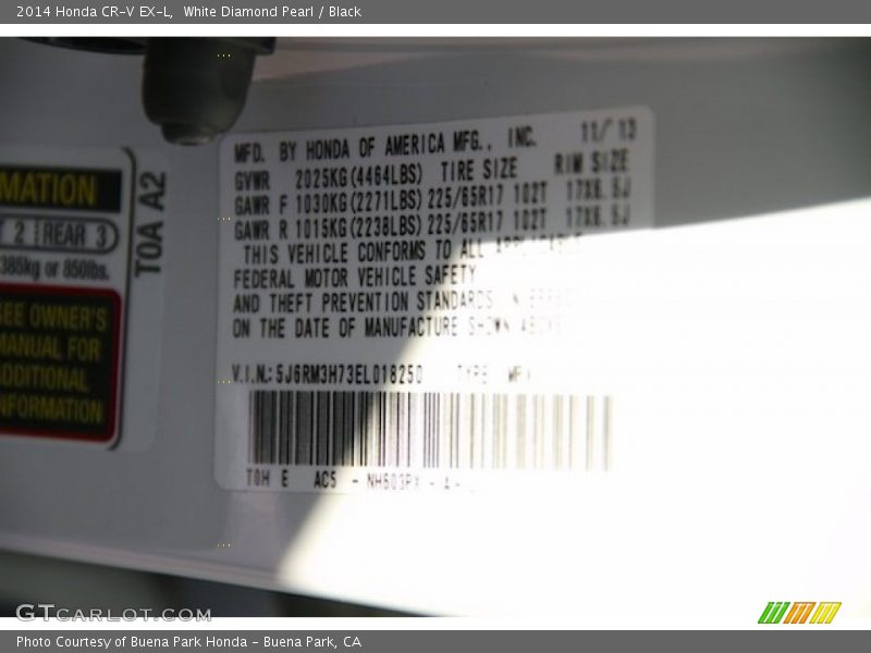 White Diamond Pearl / Black 2014 Honda CR-V EX-L