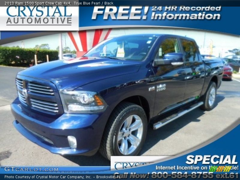 True Blue Pearl / Black 2013 Ram 1500 Sport Crew Cab 4x4