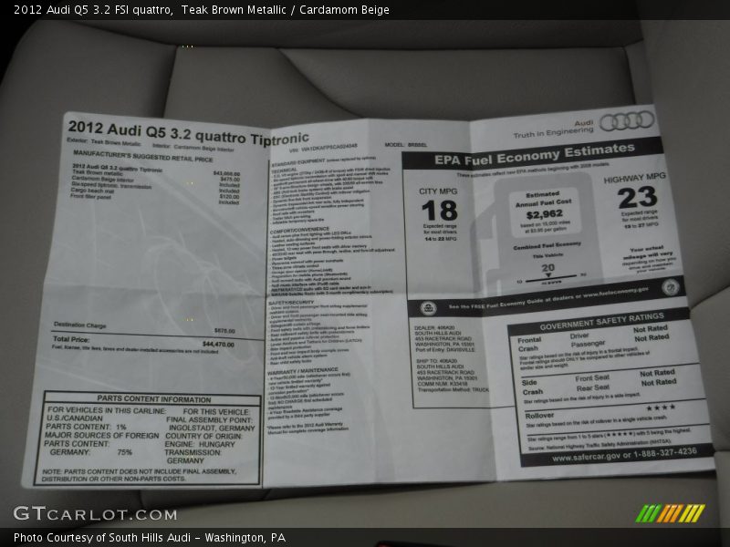Teak Brown Metallic / Cardamom Beige 2012 Audi Q5 3.2 FSI quattro