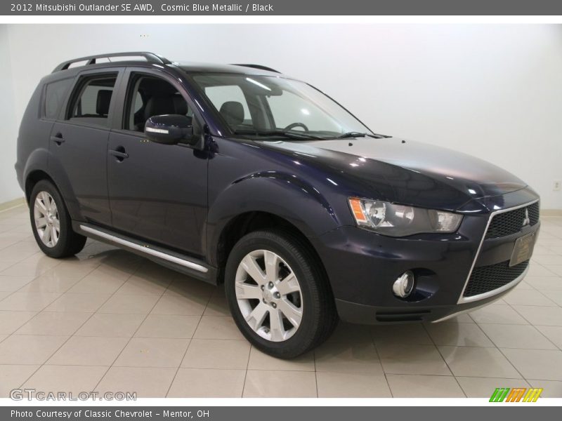 Cosmic Blue Metallic / Black 2012 Mitsubishi Outlander SE AWD