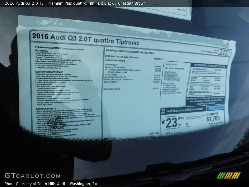 Brilliant Black / Chestnut Brown 2016 Audi Q3 2.0 TSFI Premium Plus quattro