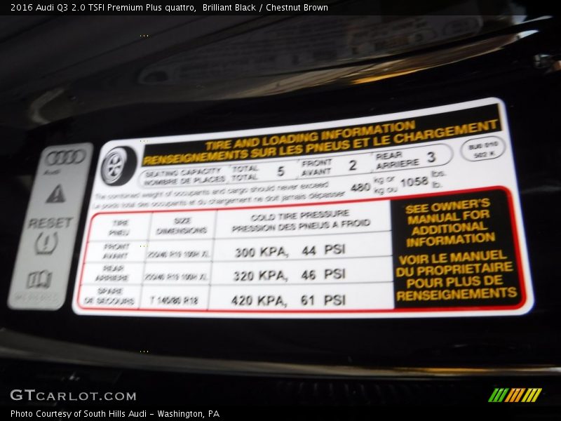 Brilliant Black / Chestnut Brown 2016 Audi Q3 2.0 TSFI Premium Plus quattro